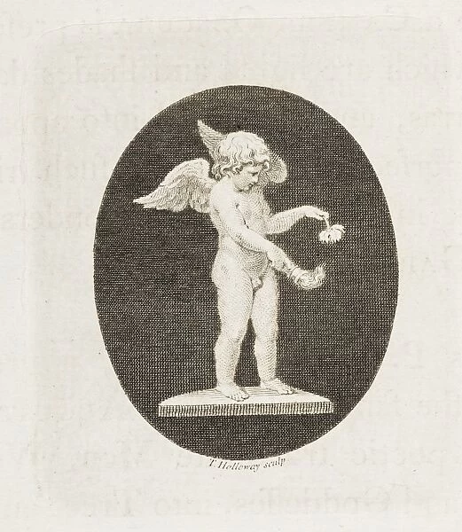Cupid with flaming torch and flower