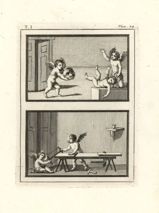 Framed Print : Cupids or genii playing games Framed Print : Cupids or genii playing games