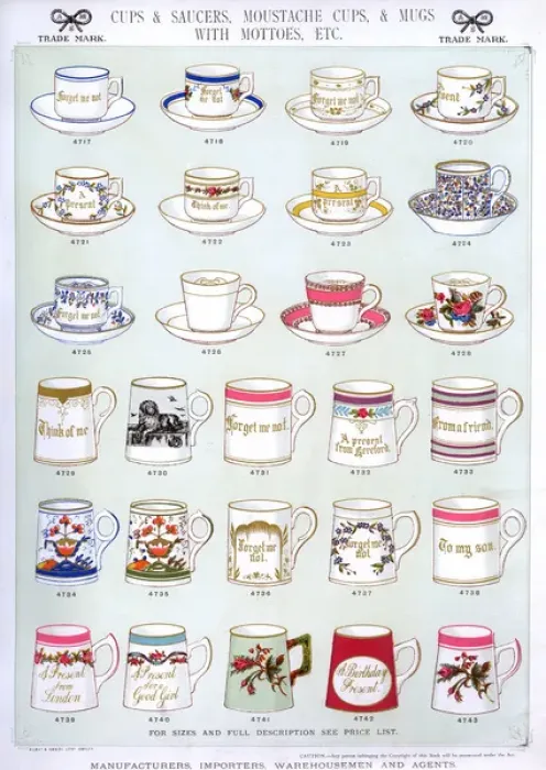 Framed Print : Cups and Saucers, Mugs with Mottoes, Plate 35 Framed Print : Cups and Saucers, Mugs with Mottoes, Plate 35