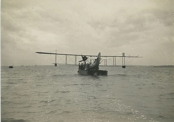 Curtiss H12 Large America, 8681, aboard a towing lighter