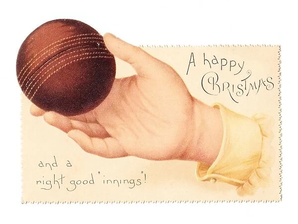 Cutout Christmas card with cricket ball