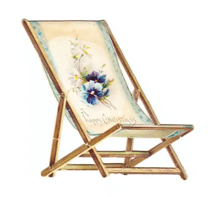 Framed Print : Cutout Christmas card in the shape of a deckchair Framed Print : Cutout Christmas card in the shape of a deckchair