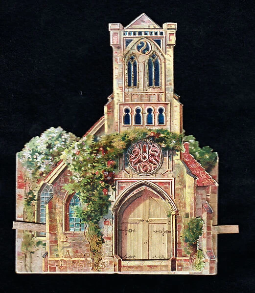 Cutout greetings card in the shape of a church