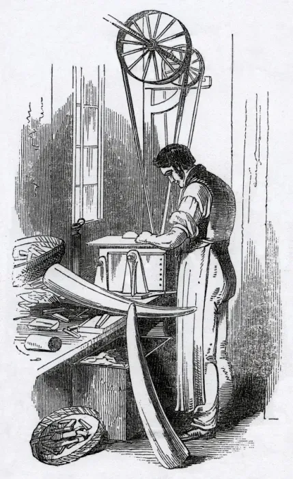 Framed Print : Cutting Ivory Handles with a Circular Saw at a Sheffield Ste Framed Print : Cutting Ivory Handles with a Circular Saw at a Sheffield Ste