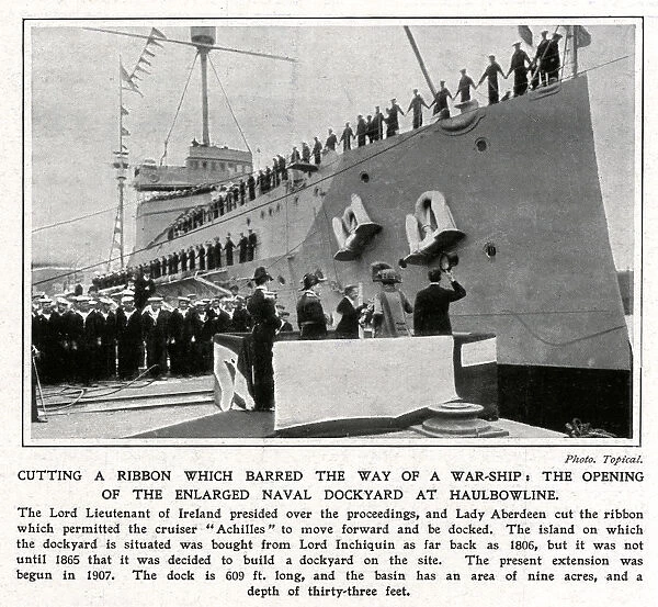 Cutting a Ribbon which barred the way of a warship