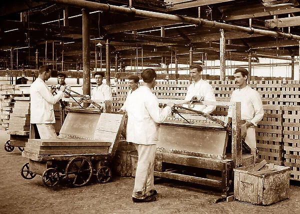 Cutting soap into bars, Port Sunlight, Wirral