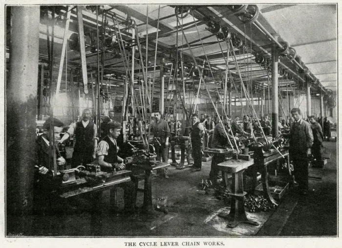 Framed Print : Cycle lever chain works in France 1896 Framed Print : Cycle lever chain works in France 1896