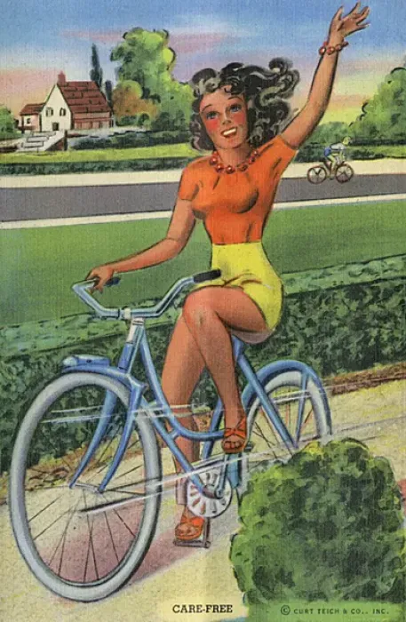 Framed Print : Cycling beauty waving Framed Print : Cycling beauty waving