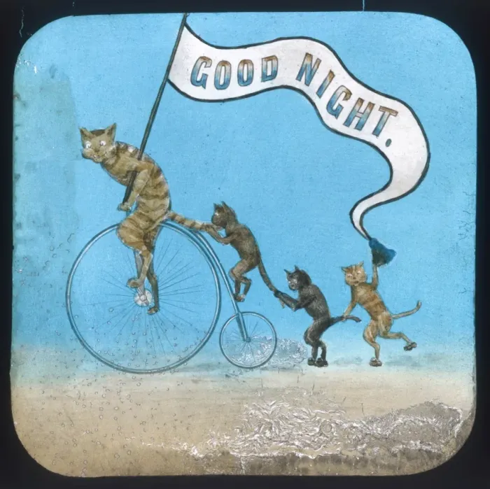 Framed Print : Cycling Cats Good Night Framed Print : Cycling Cats Good Night
