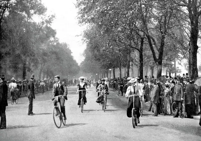 Framed Print : Cycling in Hyde Park London early 1900s Framed Print : Cycling in Hyde Park London early 1900s