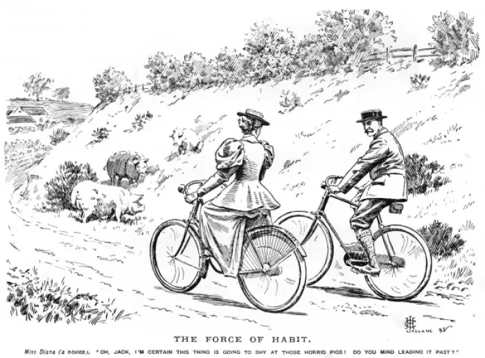 Framed Print : Cycling replaces horseriding, 1895 Framed Print : Cycling replaces horseriding, 1895