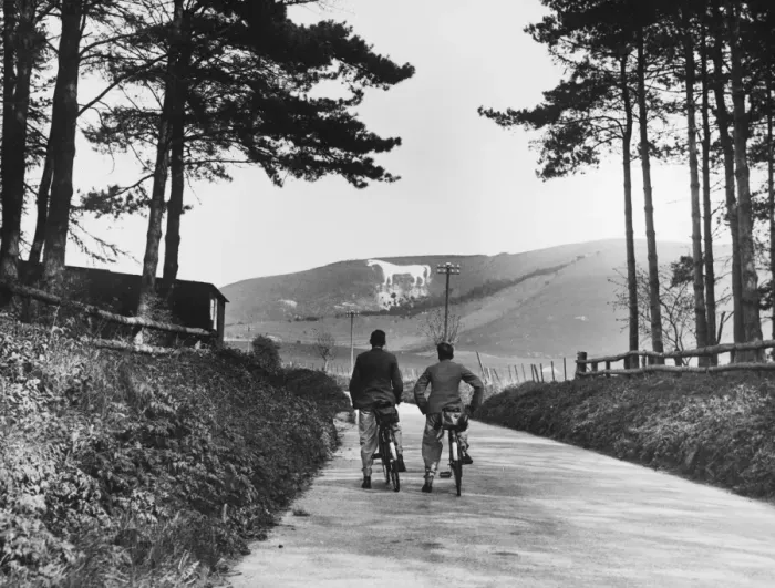 Framed Print : CYCLING BY WHITE HORSE Framed Print : CYCLING BY WHITE HORSE