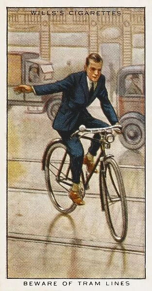 Cyclist on Tramlines
