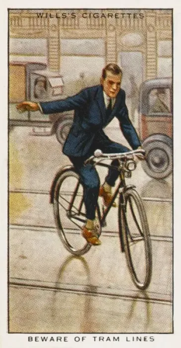 Framed Print : Cyclist on Tramlines Framed Print : Cyclist on Tramlines