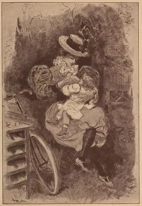 Framed Print : Cycliste Et Mere Cyclist And Mother Framed Print : Cycliste Et Mere Cyclist And Mother