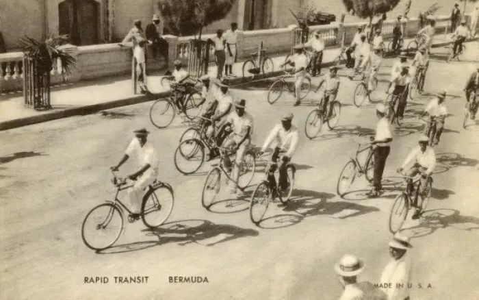 Framed Print : Cyclists in Hamilton, Bermuda Framed Print : Cyclists in Hamilton, Bermuda
