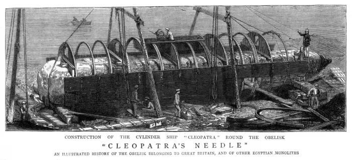 Framed Print : Cylinder ship constructed around Cleopatras needle, 1877 Framed Print : Cylinder ship constructed around Cleopatras needle, 1877