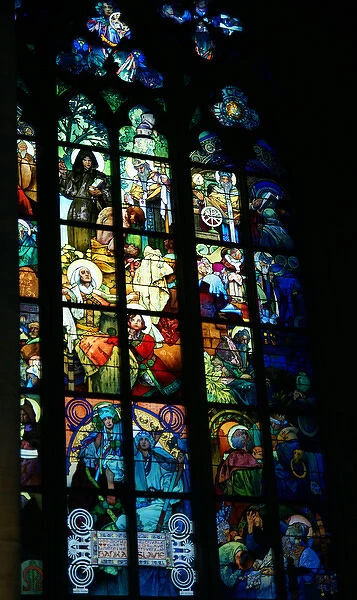 Czech Republic. Prague. St. Vitus Cathedral. Stained glass
