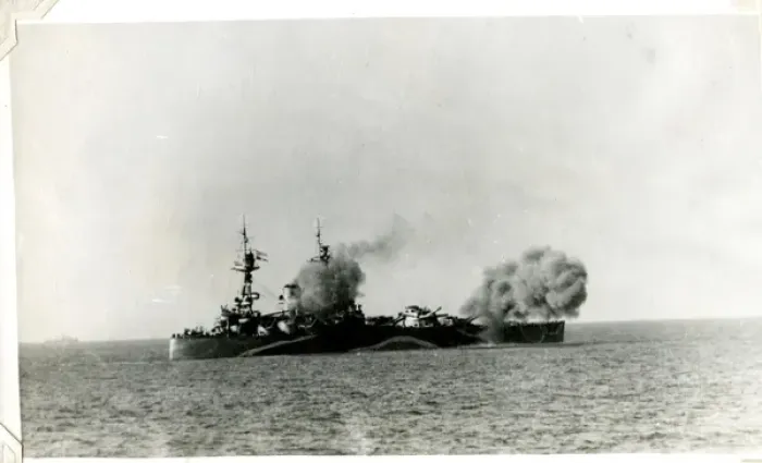 Framed Print : D-Day firing off Normandy, France, WW2 Framed Print : D-Day firing off Normandy, France, WW2