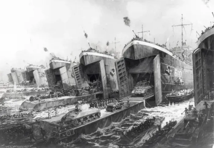 Framed Print : D-Day Landings by W. G. Whitaker