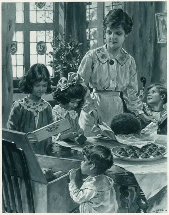 Framed Print : Daddys Christmas Dinner by Samuel Begg, WW1 Framed Print : Daddys Christmas Dinner by Samuel Begg, WW1