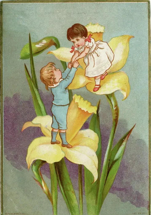 Framed Print : Daffodil Children by Kate Greenaway Framed Print : Daffodil Children by Kate Greenaway
