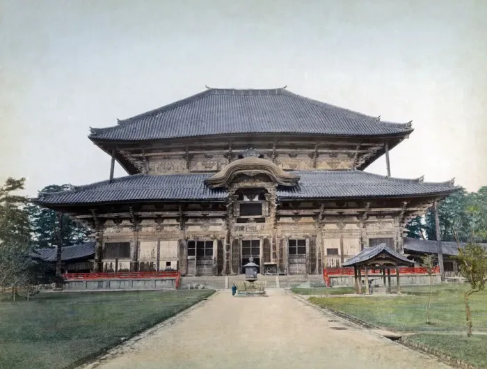 Framed Print : Daibutsu Temple, Nara, Japan circa 1880. Date: circa 1880 Framed Print : Daibutsu Temple, Nara, Japan circa 1880. Date: circa 1880