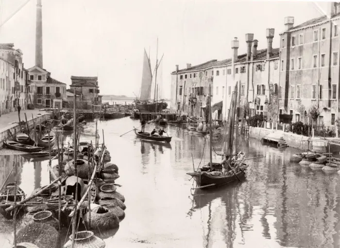 Framed Print : Daily life on a canal, boats, cargo, Venice Italy Framed Print : Daily life on a canal, boats, cargo, Venice Italy