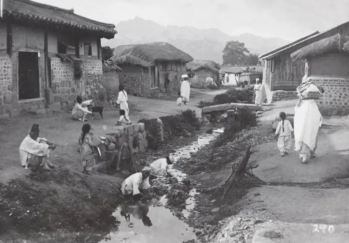 Framed Print : Daily life, village street scene, Korea Framed Print : Daily life, village street scene, Korea