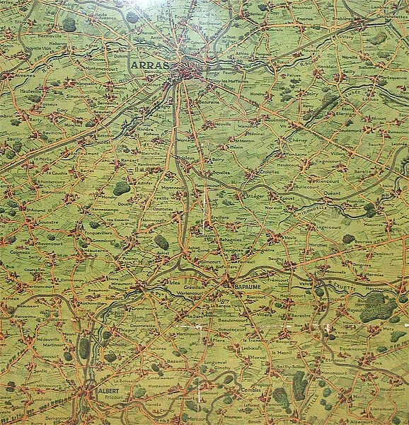 Daily Mail coloured map of part of the Western Front