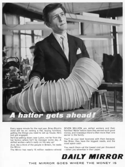 Framed Print : Daily Mirror Advertising space advertisement - Hatter Framed Print : Daily Mirror Advertising space advertisement - Hatter