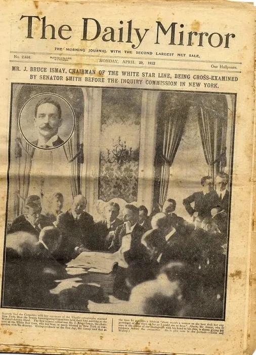Framed Print : Daily Mirror, J. Bruce Ismay at Titanic Inquiry, New York Framed Print : Daily Mirror, J. Bruce Ismay at Titanic Inquiry, New York