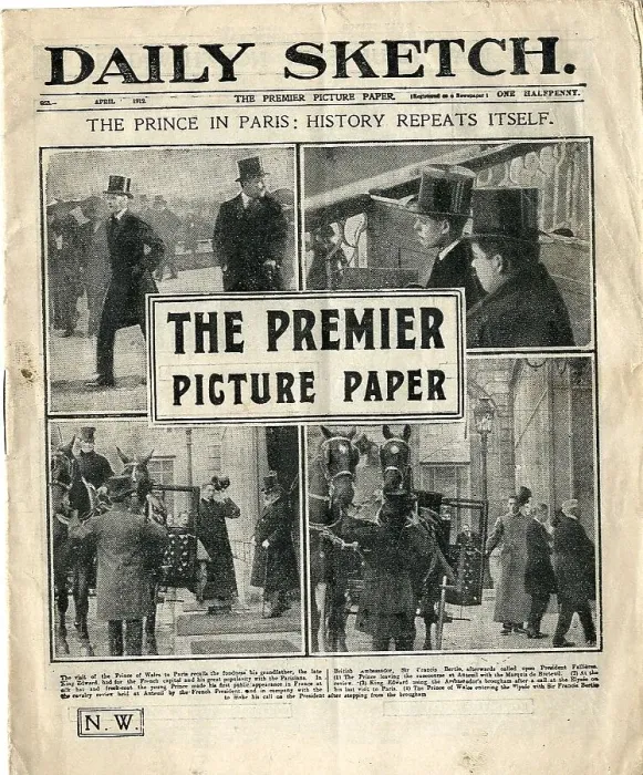Framed Print : Daily Sketch front page, Prince of Wales in Paris Framed Print : Daily Sketch front page, Prince of Wales in Paris