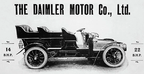 Daimler veteran car advertisement, early 1900s
