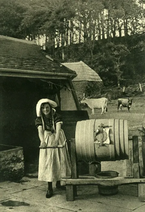 Framed Print : Dairymaid and butter churn, Isle of Wight Framed Print : Dairymaid and butter churn, Isle of Wight