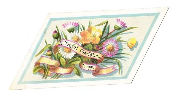 Daisies and buttercups on a Christmas card