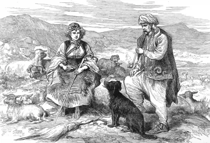Framed Print : Dalmatian Shepherd and Shepherdess, 1875 Framed Print : Dalmatian Shepherd and Shepherdess, 1875