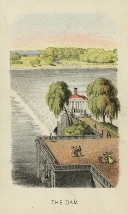 Framed Print : The dam. Print shows a view of the river, dam, Framed Print : The dam. Print shows a view of the river, dam,