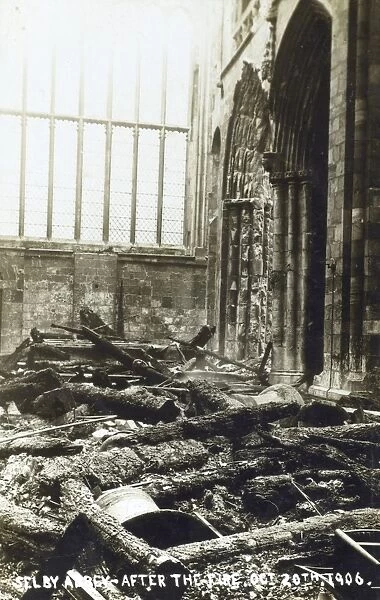 Damage caused by fire at Selby Abbey