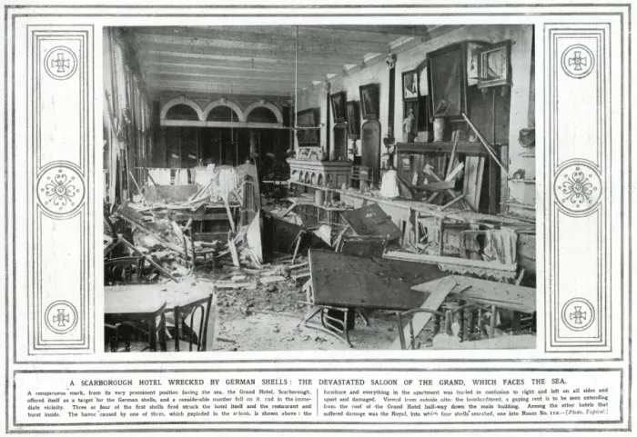 Framed Print : Damage inside a building, Scarborough, WW1 Framed Print : Damage inside a building, Scarborough, WW1
