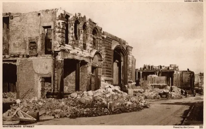 Framed Print : Damage to Whitecross Street - WW2 - Blitz on London Framed Print : Damage to Whitecross Street - WW2 - Blitz on London