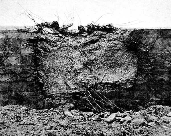 Damaged Concrete Wall, France; Second World War, 1944