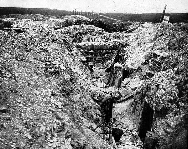 A damaged German trench near the French village of Ovillers-