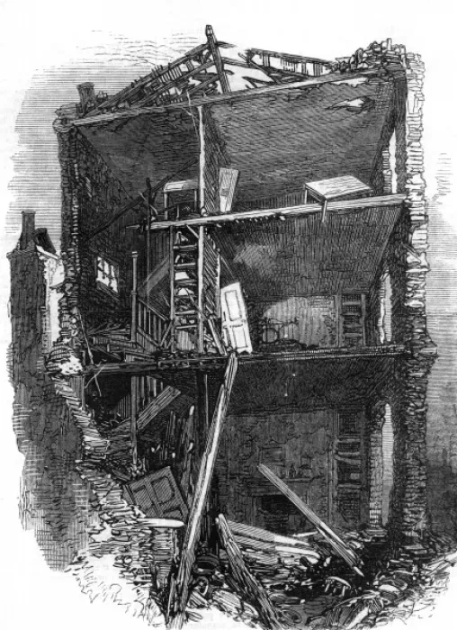 Framed Print : Damaged house interior in Corporation Lane Framed Print : Damaged house interior in Corporation Lane