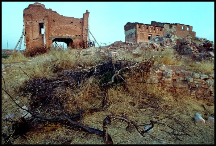 Framed Print : Damaged houses, Belchite, Spain Framed Print : Damaged houses, Belchite, Spain