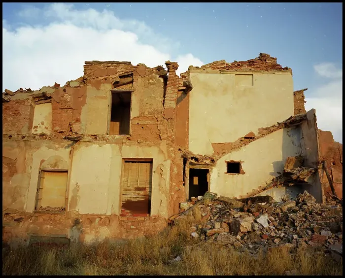 Framed Print : Damaged houses, Belchite, Spain Framed Print : Damaged houses, Belchite, Spain