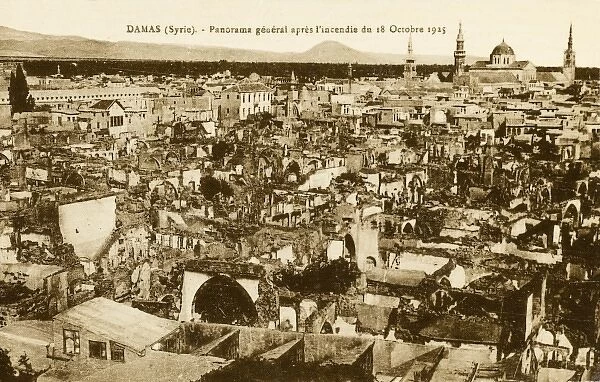 Damascus, Syria - Panorama with bomb damage