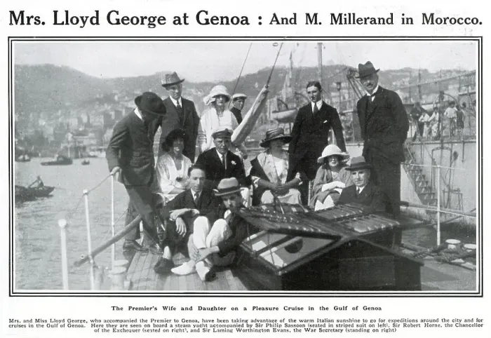 Framed Print : Dame Margaret Lloyd George on board a yacht at Genoa Framed Print : Dame Margaret Lloyd George on board a yacht at Genoa