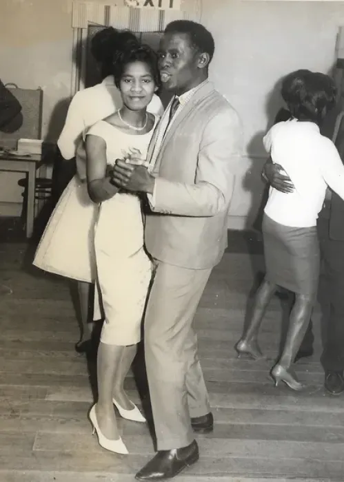 Framed Print : Dance - black couple lady in white shoes Nottingham Framed Print : Dance - black couple lady in white shoes Nottingham