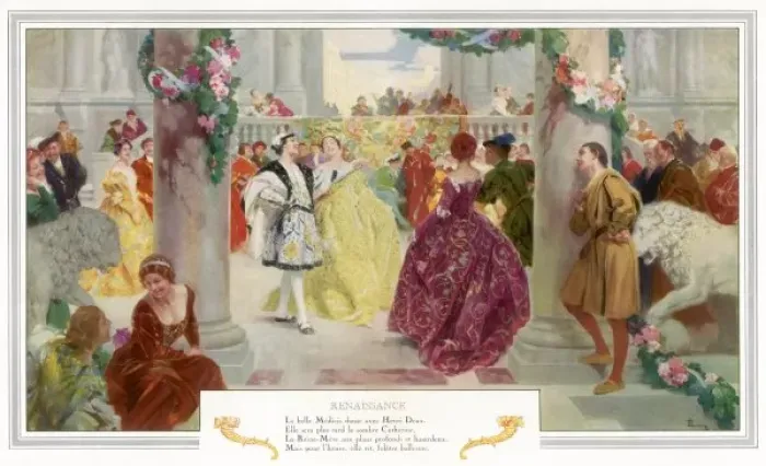 Framed Print : DANCE C16. Dancing at the court of Henri II, who is depicted partnering his consort Framed Print : DANCE C16. Dancing at the court of Henri II, who is depicted partnering his consort